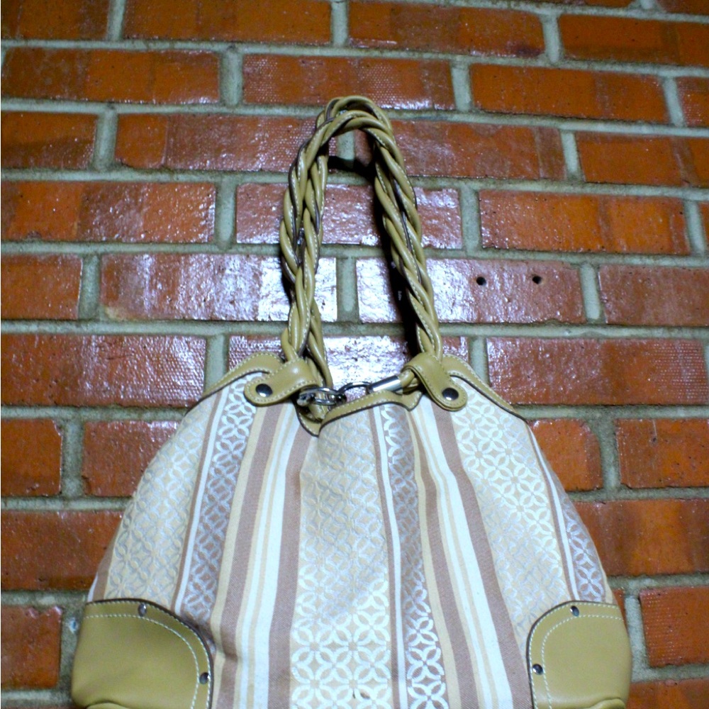 Relic Brown & Beige Striped & Floral Tote Bag
